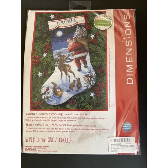 Dimensions Santa's Arrival Stocking Counted Cross Stitch Kit-16" Long 14 Count - Picture 1 of 2
